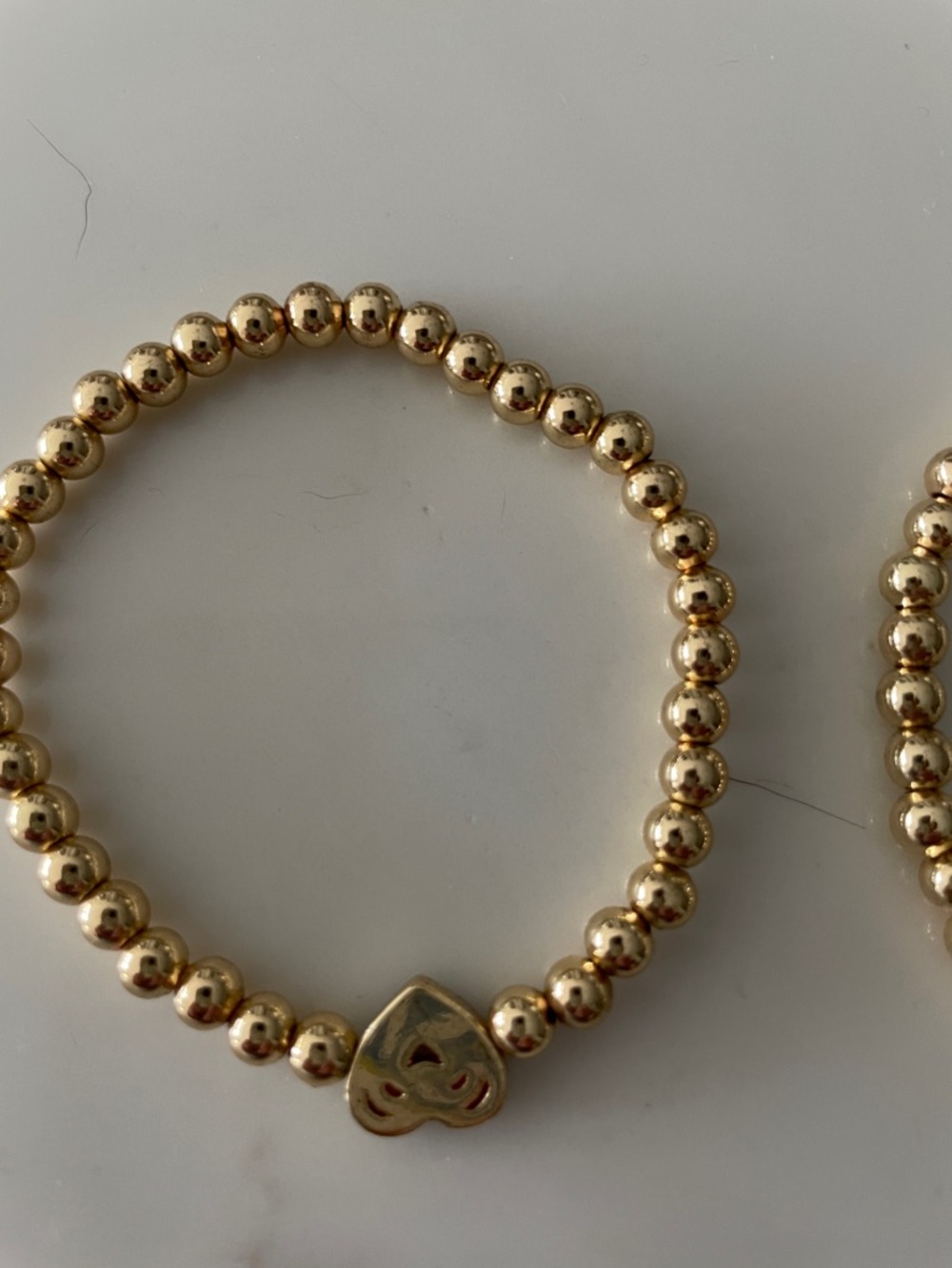 Gold Beaded w/CZ’s Heart Stretch Bracelets - Women Jewelry - Picture 8 of 8
